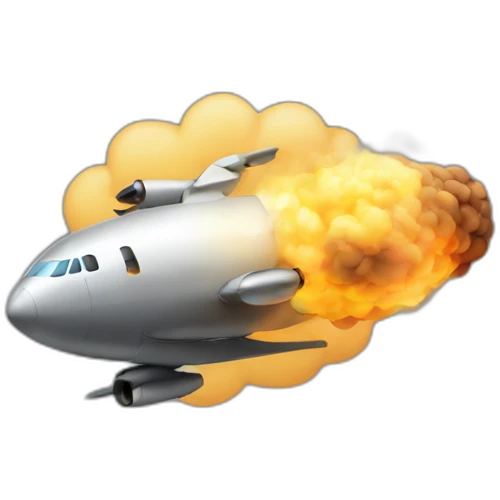 Bomb with plane coming out of the smoke emoji