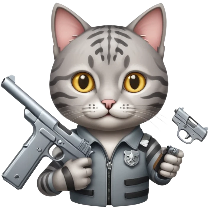 One cat have 2 guns emoji