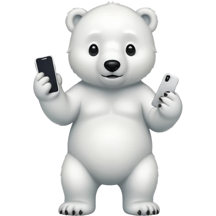 Polar Bear standing body with iphone in hand  emoji