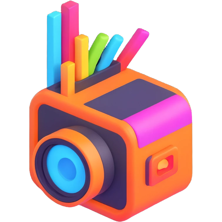 3D vibrant video editor icon, no text emoji