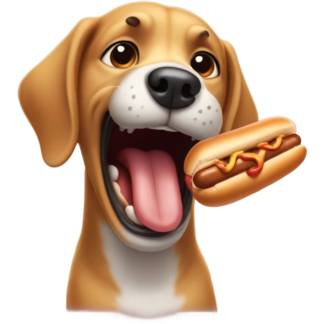 Crazy dog eating a hotdog emoji