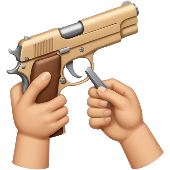 Two hands besides eachother doing pistol emoji