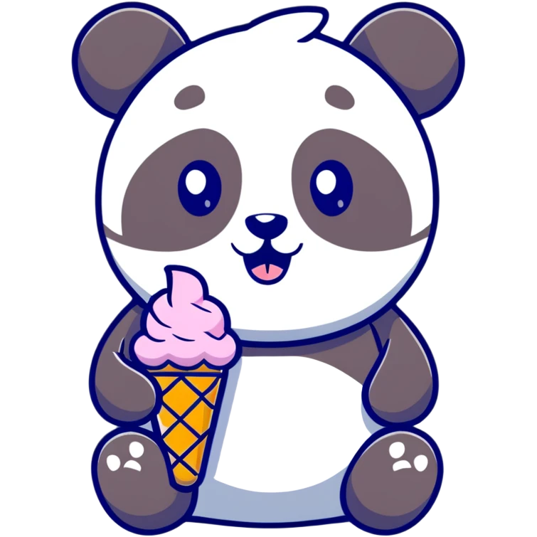 Panda eating ice cream emoji