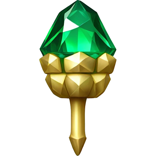 emerald Acorn, sparkling like a diamond, with short top and stem made of gold and diamond emoji