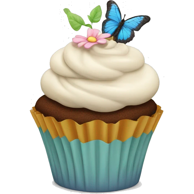 Cupcake with butterfly on top emoji