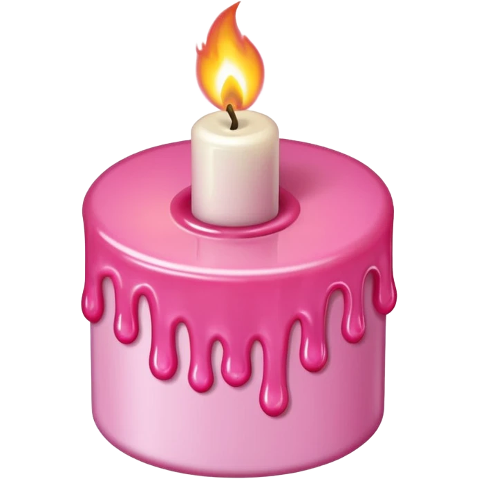 A drawing of a flaming pink candle that could be used at a romantic dinner table. The camera should be isometric at an ultra-high angle. emoji