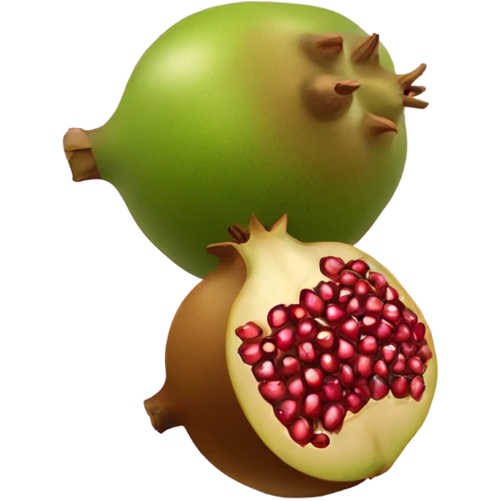 one kiwi and one pomegranate close to each other no face emoji
