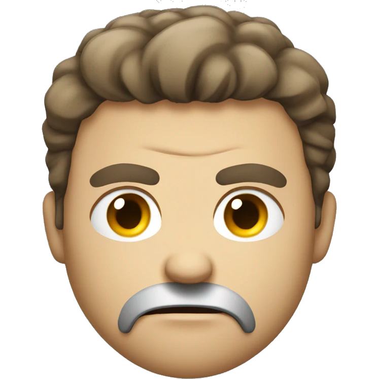 very angry male head with a beard and short scruffy medium brown hair  emoji