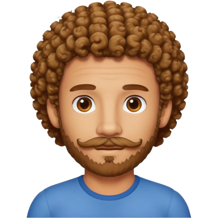 یه پسر مو فرفری با ریش و سبیل emoji