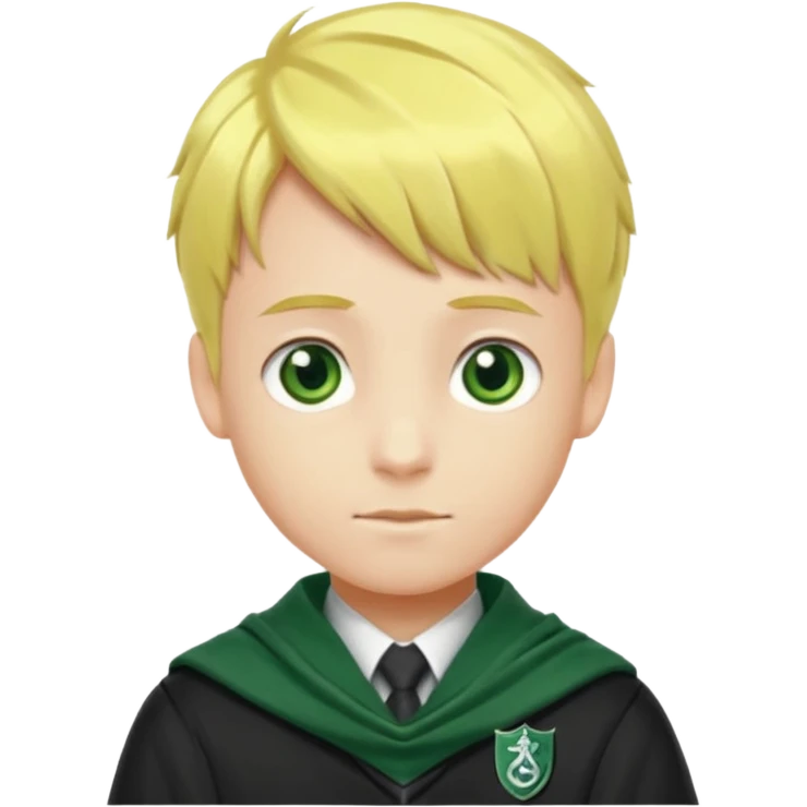 yellow hair boy in Slytherin uniform with silver scarf emoji