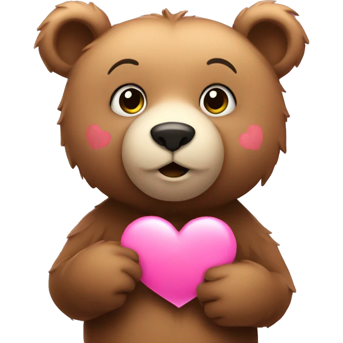Bear holding a pink heart emoji