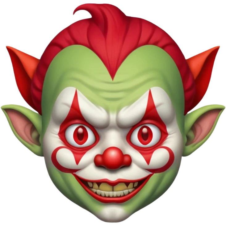 I want just one head but to be the combination of these three emojis 🤡👺👹 emoji