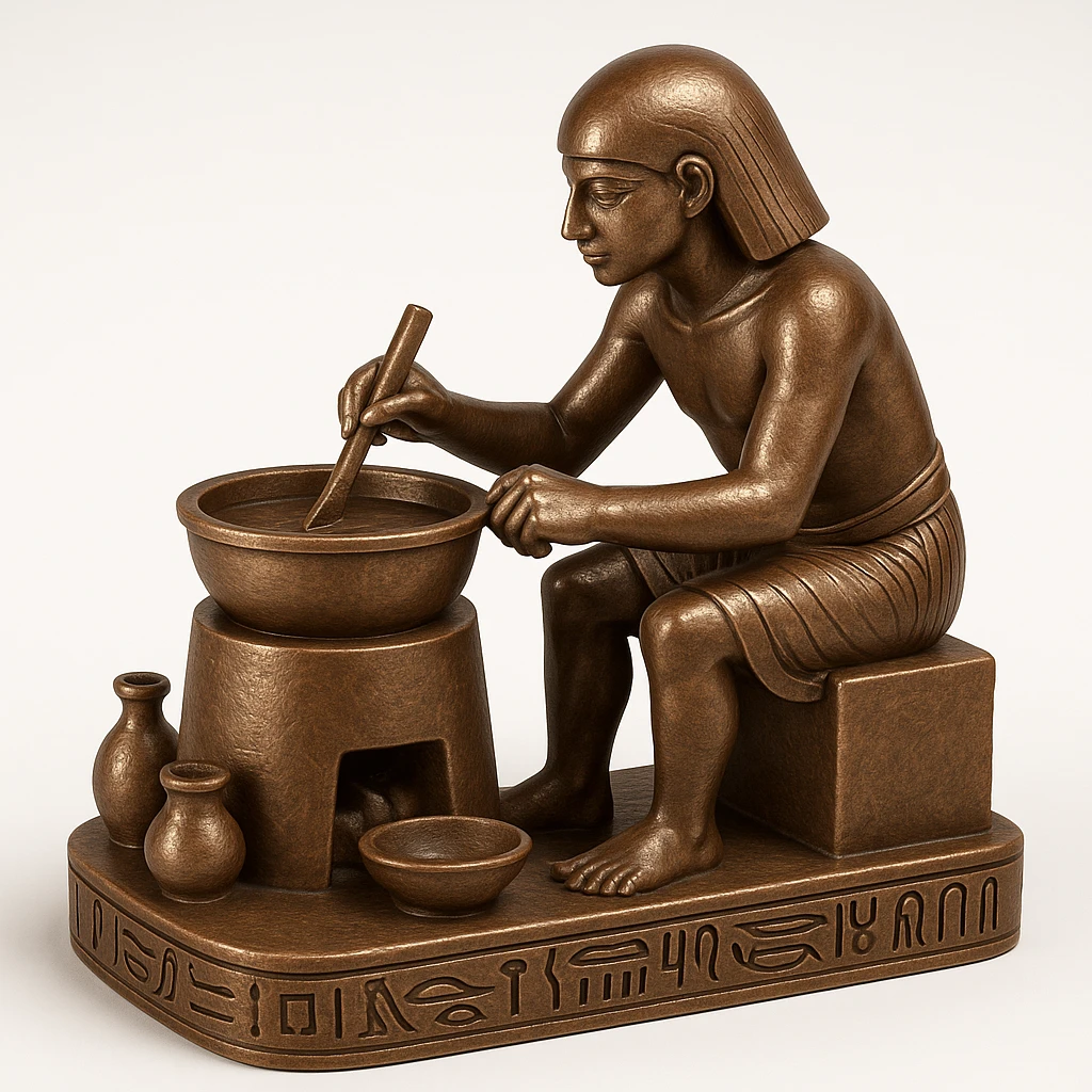 ancient Egyptian cooking scene in hieroglyphic style emoji
