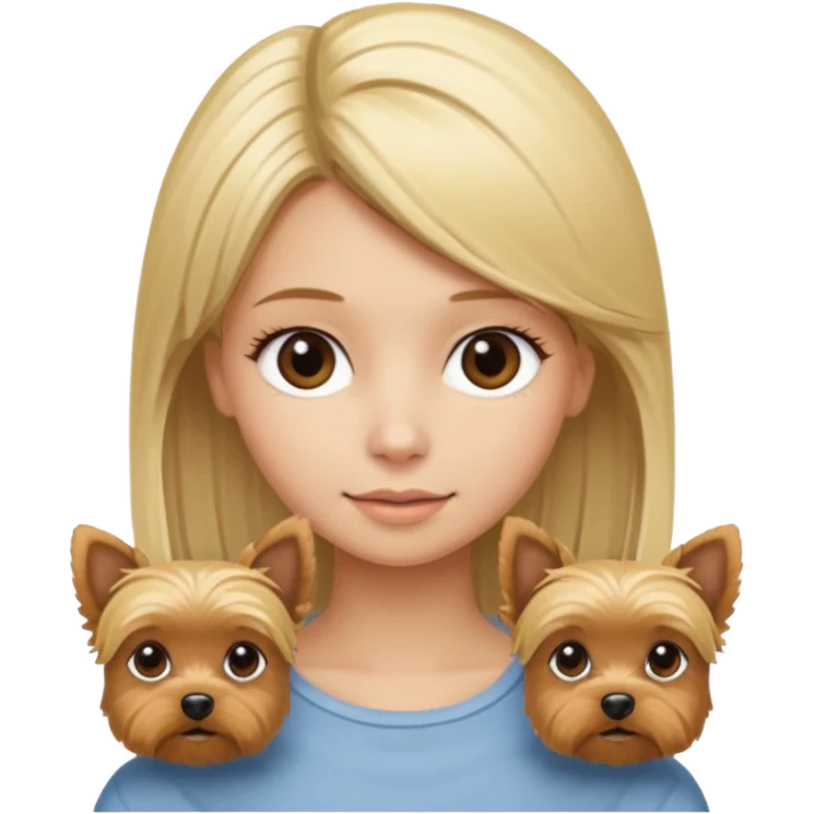 blonde girl straight hair and two yorkies emoji