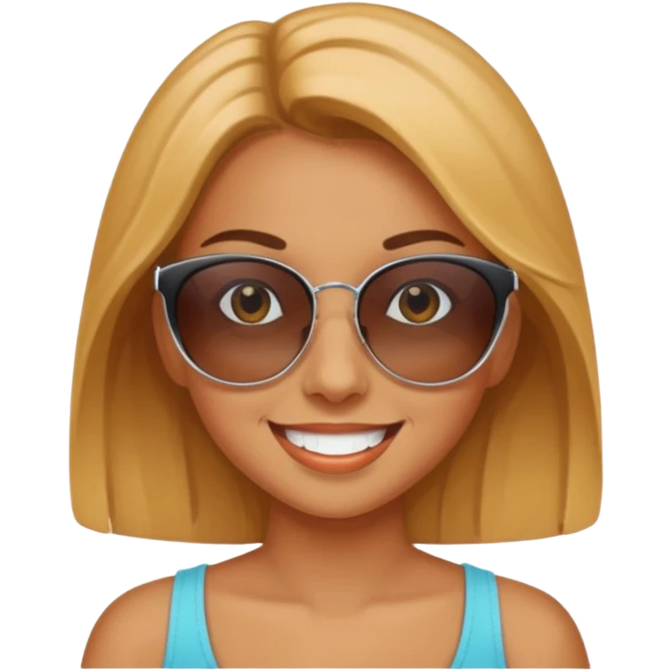 Tanned girl in sun emoji