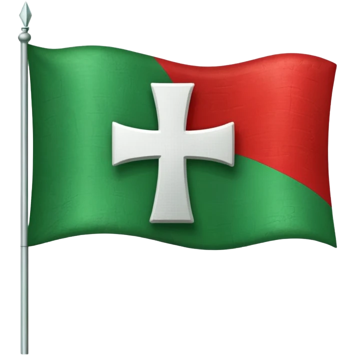 hacme un emoji de una vandera con el fondo rojo que tenca una cruz blanca y una equis por detras de la blanca de color verde emoji