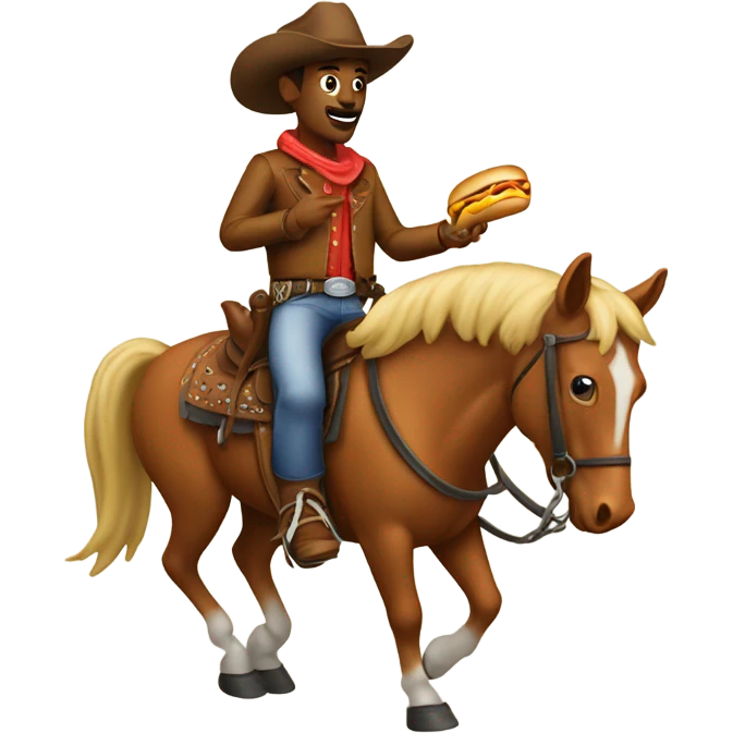 cowboy on a horse eating a hotdog emoji
