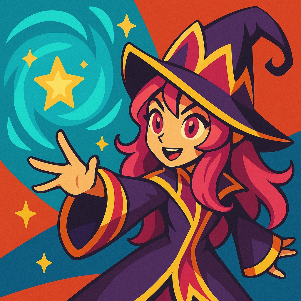 magical League of Legends character casting a spell, vibrant cartoon style emoji