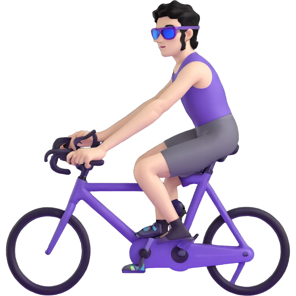 shirtless male athlete with white skin and moderately curly black hair on top with shaved sides, wearing purple bike sunglasses with black tinted lenses emoji