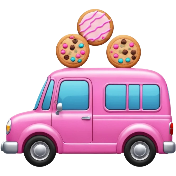 Pink bakery delivery car cookies cute car emoji