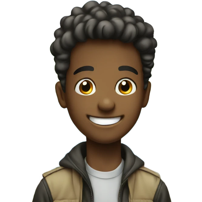 smiling boy in outdoor scene birthday emoji