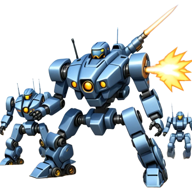 an army massive mech shooting forward enemy mech off-road racing motorcycle  emoji