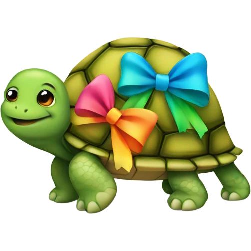 Turtle wearing a bow emoji