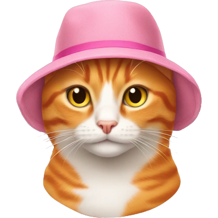 Orange tabby cat with pink hat emoji