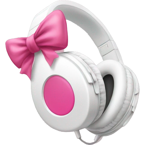 white headphones with pink coquette bow emoji