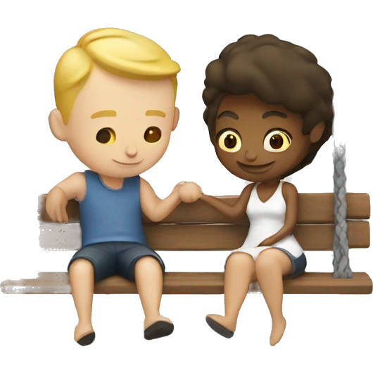 White Couple in a swing kissing emoji
