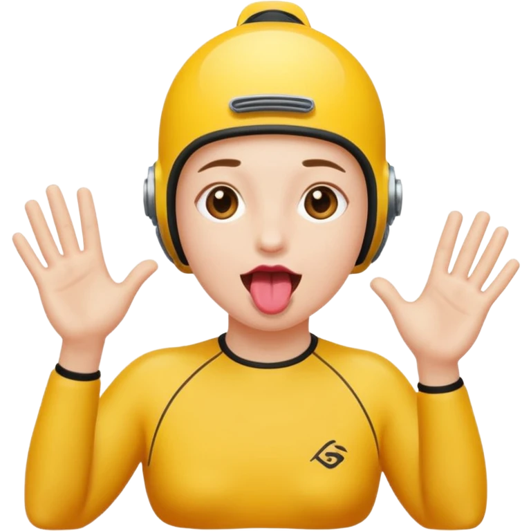 make someone doing diving hands from the front and sticking there tounge out emoji