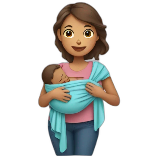 Babywearing mom with baby and wrap emoji