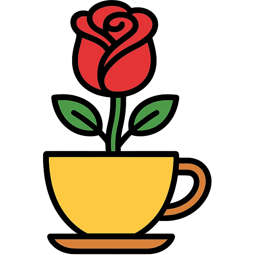 an elegant rose with a coffee cup, suitable for a café logo, modern style, no text emoji