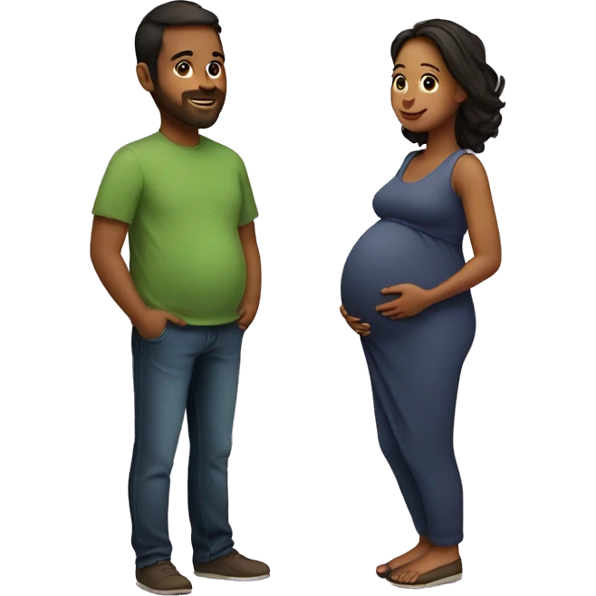 A pregnant woman with her husband  emoji