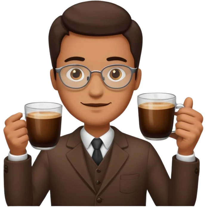 a man with two glasses of coffee emoji