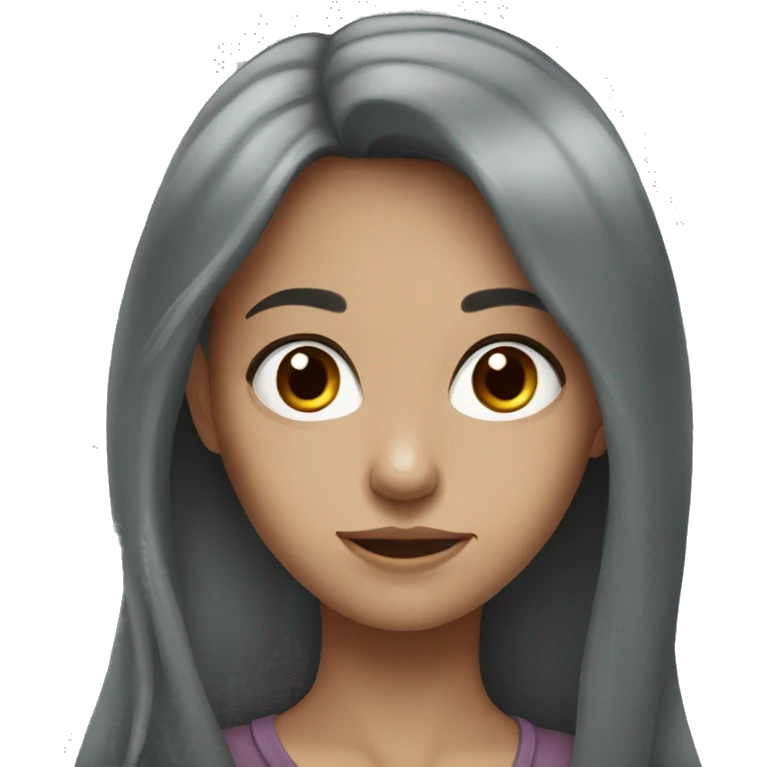 long dark red hair girl grey eyes emoji