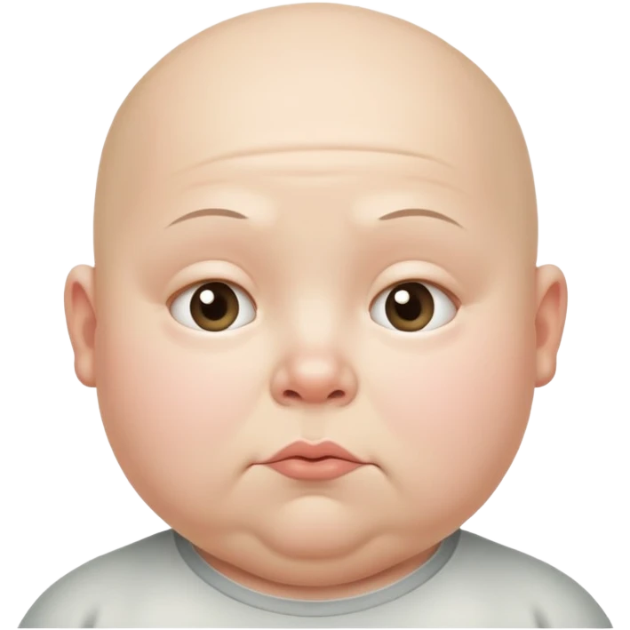a bald fat lazy looking kid with a triple chin and ugly eyes emoji