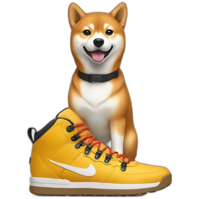 Shiba inu wearing nike boots emoji