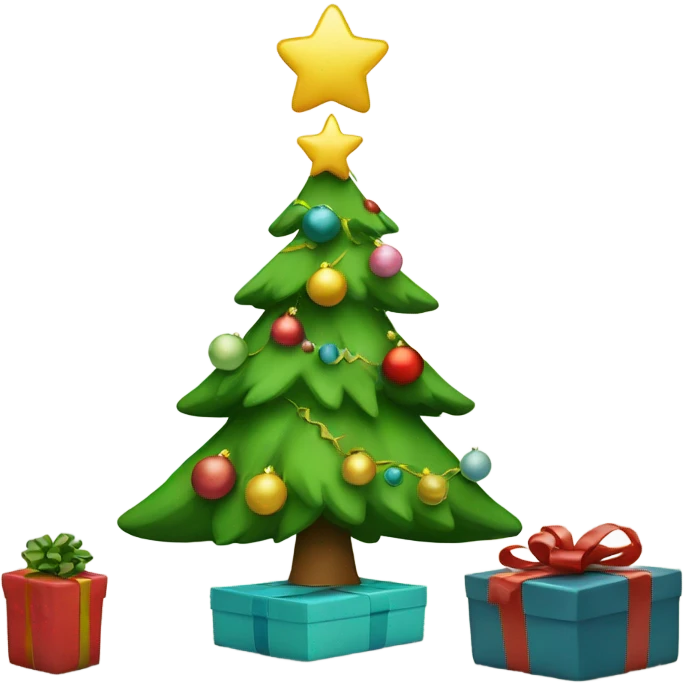 christmas tree with a smiley face with presents  emoji