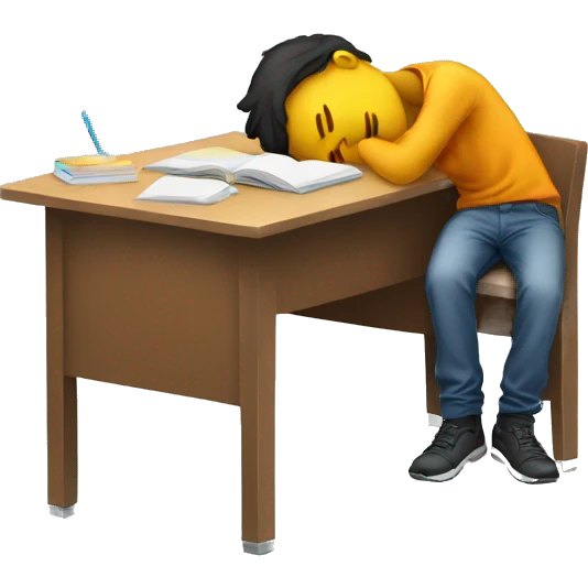 student on desk sleeps emoji