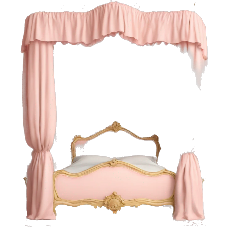 vintage pale pink rococo canopy bed emoji
