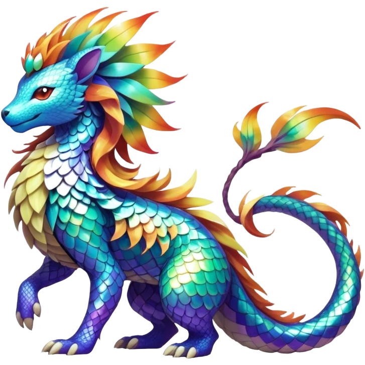 Elemental Exotic Colorful Fantasy Pokémon-Fakémon-hybrid-creature (full body) emoji