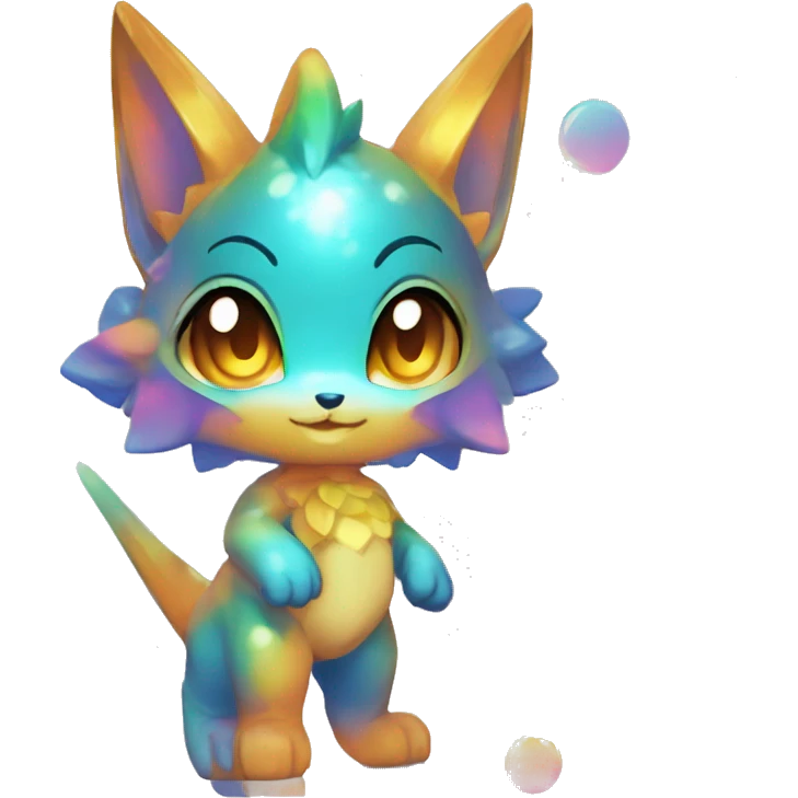 a anthro chibi-style colorful gradient-shiny gem-sparkle-Fakémon-hybrid full body emoji