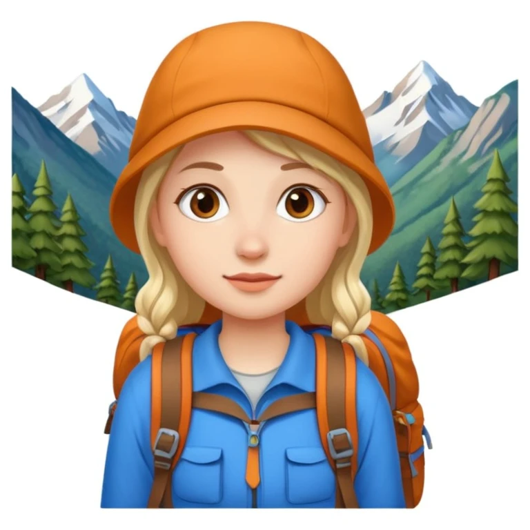 girl back packing mountains background  emoji