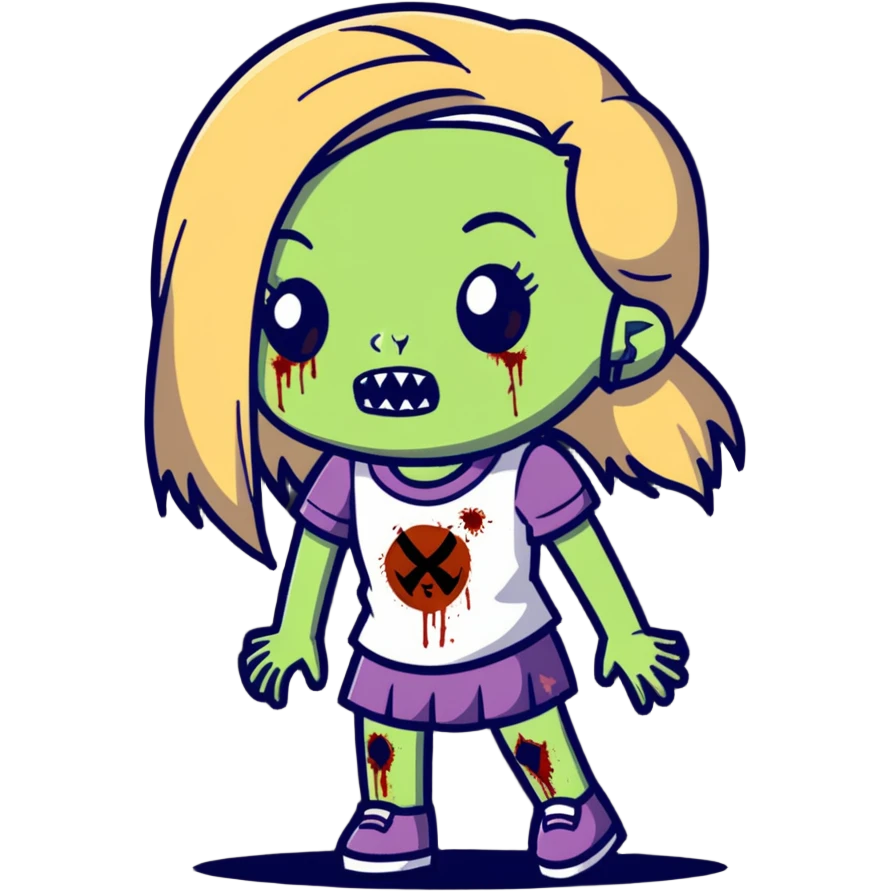 zombie girl with long straight dark blonde hair emoji