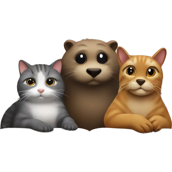 otter in couch next to 2 cats emoji