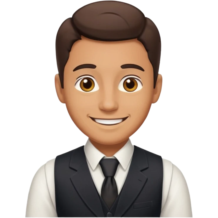 portrait of adult man, wearing a formal vest, smiling face emoji