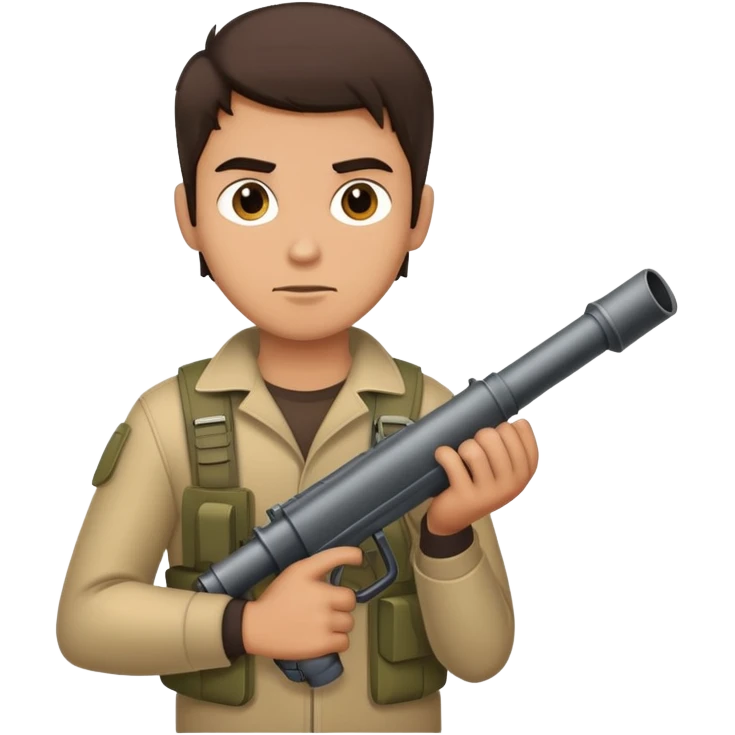 medium skin tone guy with darker hair holding a bazooka emoji
