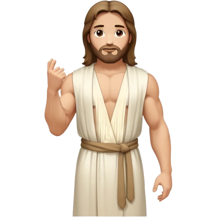 fullbody jesus christ jacked, sleeveless white robe and arms crossed emoji