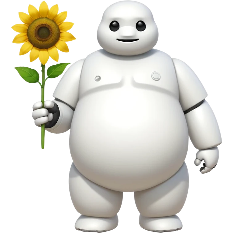 Baymax from Big Hero 6 holding unflower In one hand  emoji